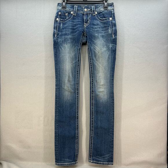 Miss Me Women’s Jeans Size 26x35 (2) Straight Embellished Pockets Preppy Bling - Picture 3 of 14